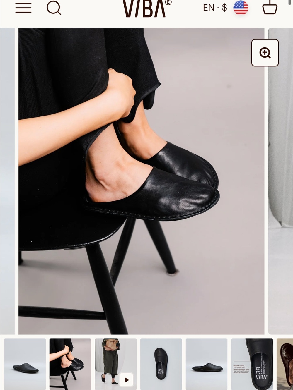 VIBAe ROMA Leather Preto Black Leather Slip-On Women's Flats